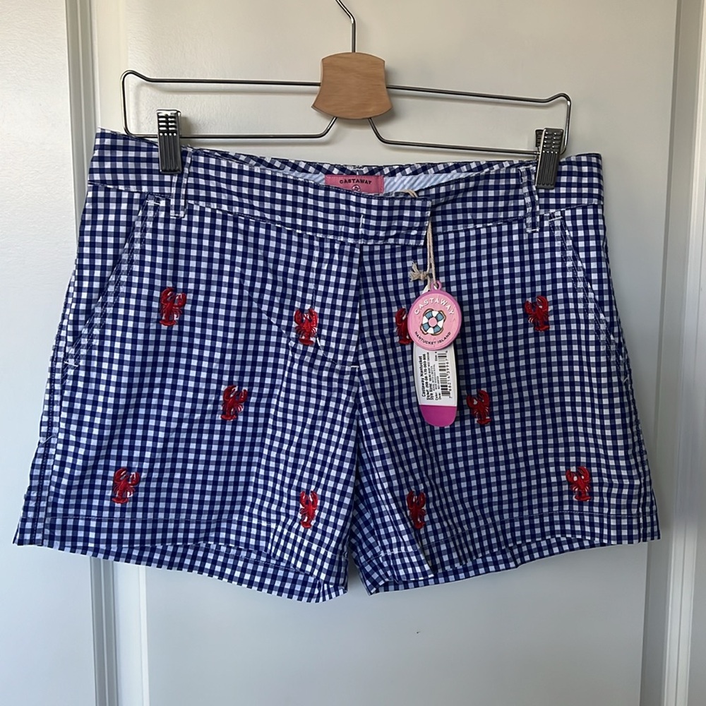 NWT Castaway Nantucket Sailing Short Gingham Lobster, 6